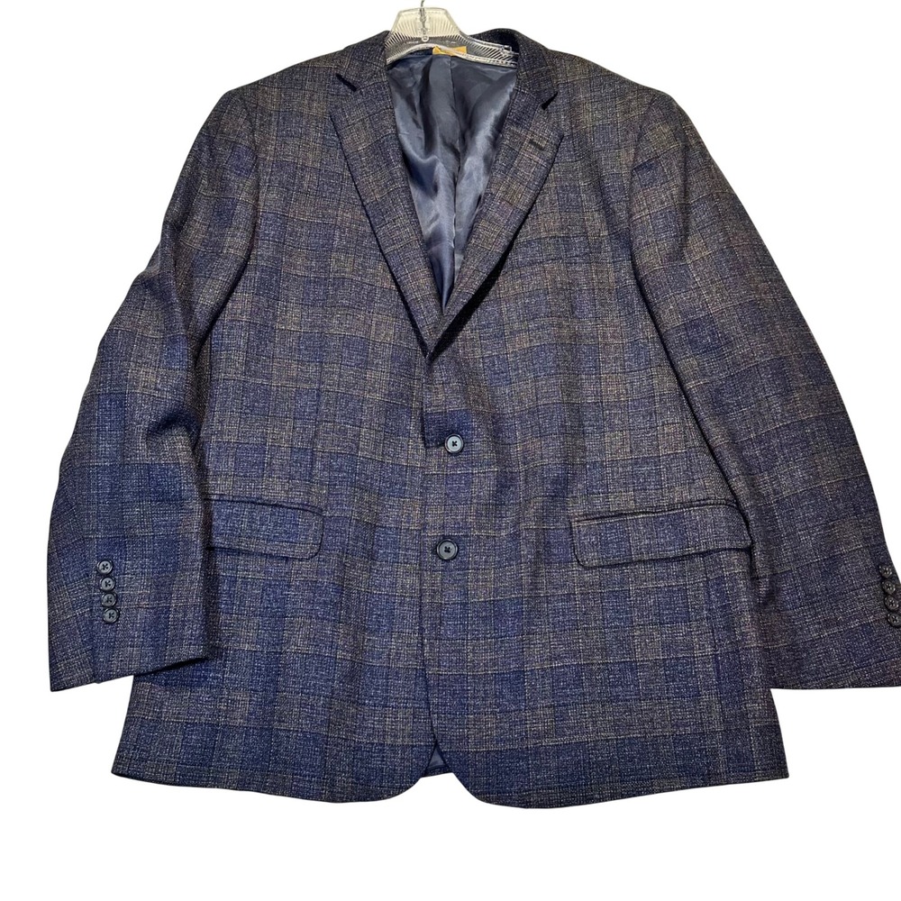 Brooks Brothers‎ Blazer Mens 46R Blue Plaid Regent Fit Cerruti Cupro Sport Coat